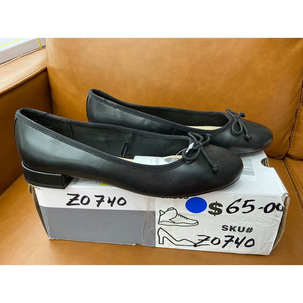 Liz Claiborne LC Cecil Flats Womens 8.5 Black Memory Foam Bow Accent Low Heel - Picture 7 of 8